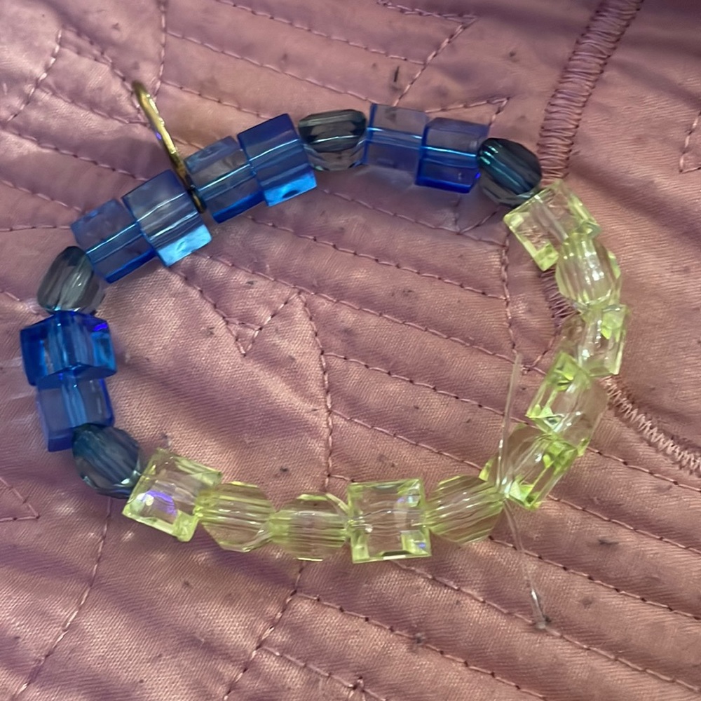 Handmade Blue and Light Green Taurus Sign Bracelet